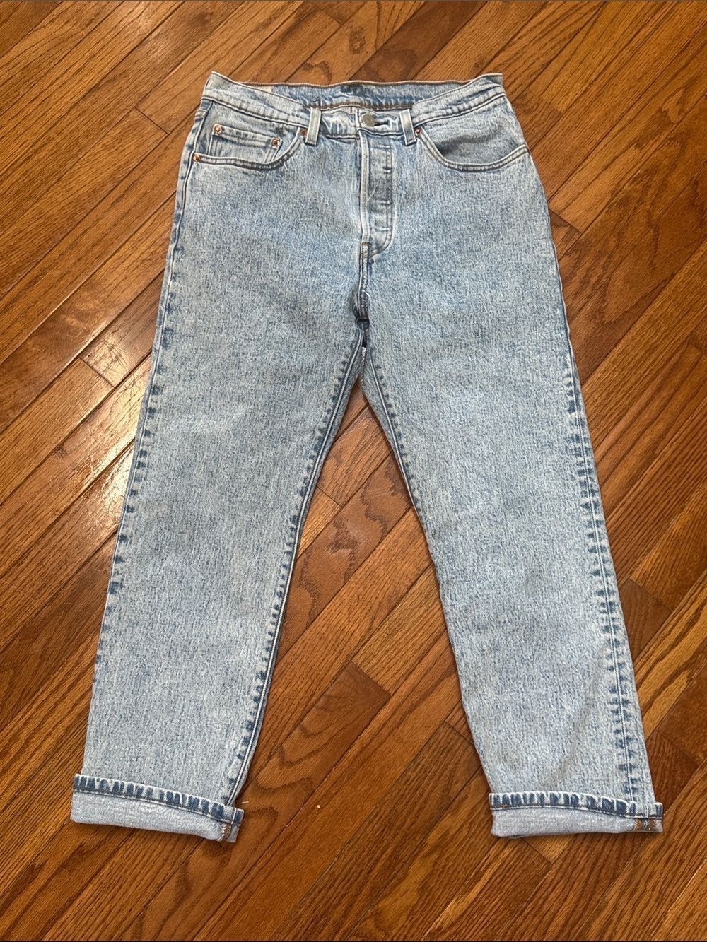 Leviโsโwomenโs 501 Vintage Jeans button fly 28 x 26 cuffed